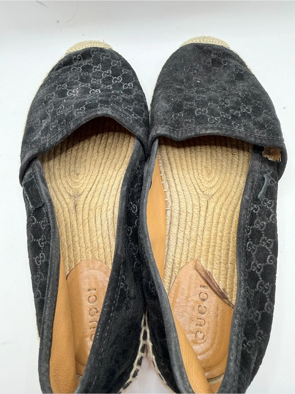 Gucci Black Suede GG Monogram Espadrilles